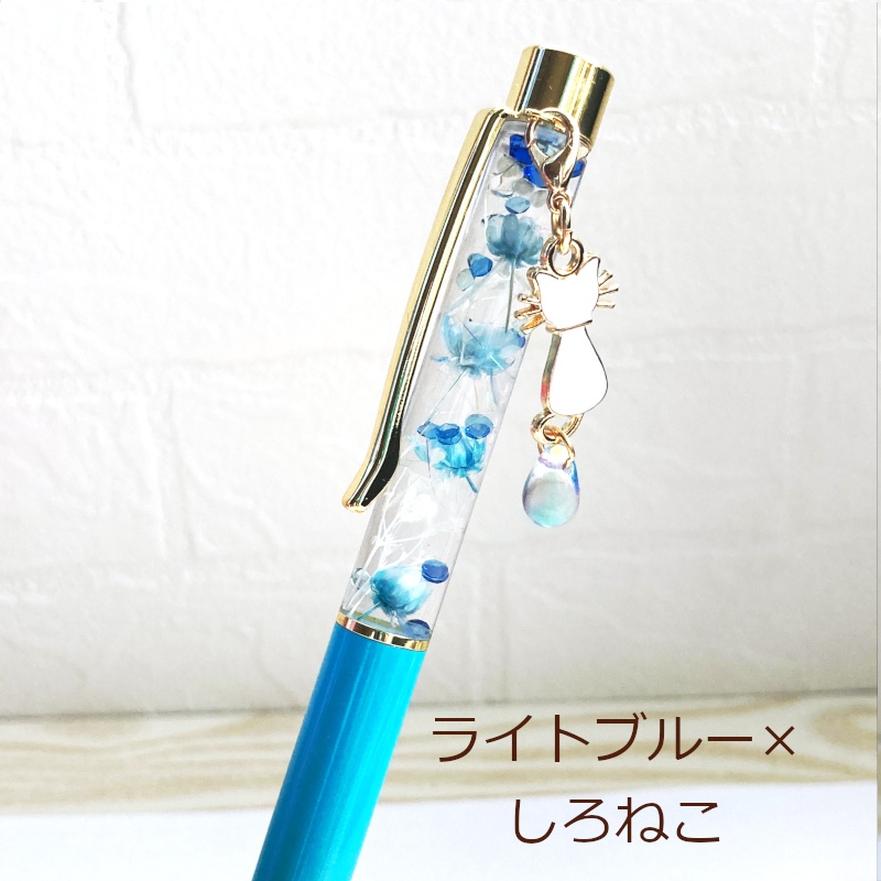 猫 ボールペン ねこ ドロップ チャーム ハーバリウム ボールペン 替芯付き Cat's Love Potion