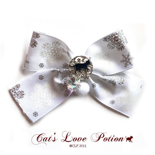 猫 ヘアアクセサリー バッグチャーム 雪降る日の リボン ヘアゴム ヘアクリップ ポニーフック Cat's Love Potion