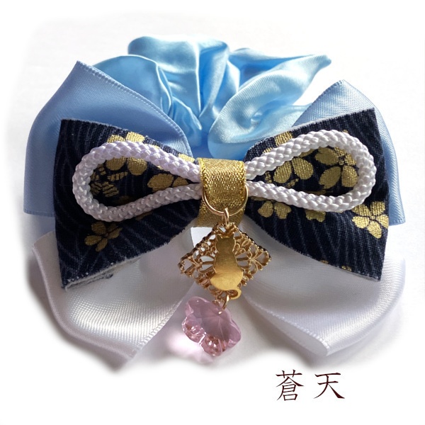 猫 ヘアアクセサリー 花かけら 和風 リボン シュシュ Cat's Love Potion