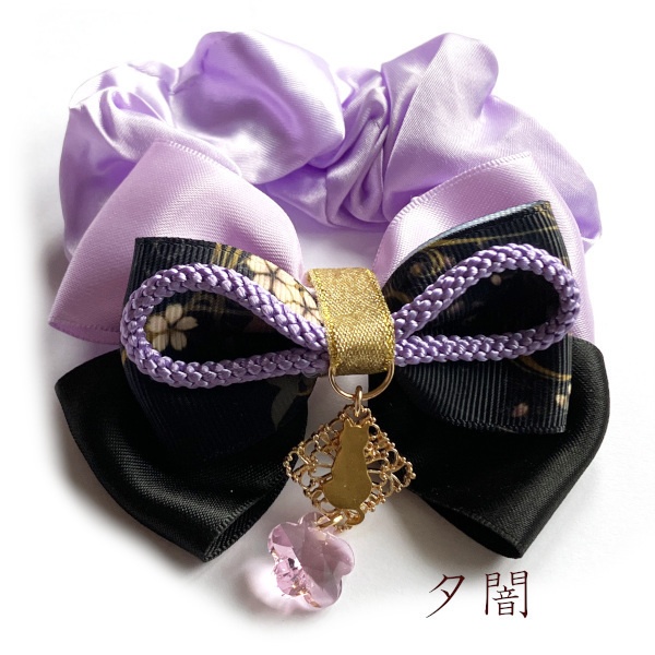 猫 ヘアアクセサリー 花かけら 和風 リボン シュシュ Cat's Love Potion