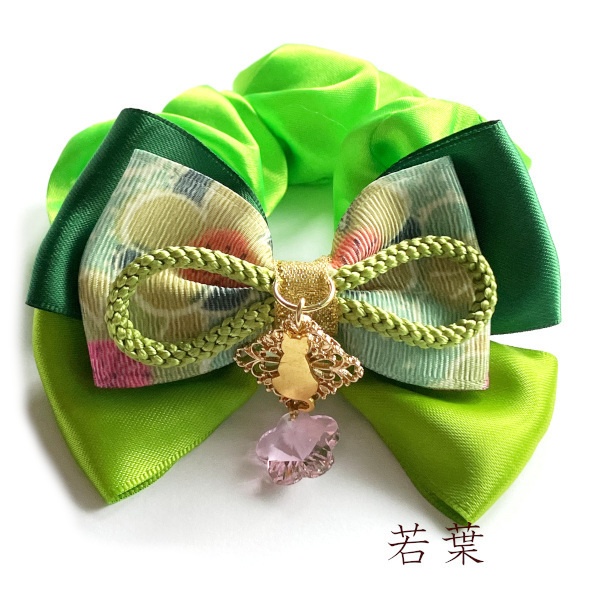 猫 ヘアアクセサリー 花かけら 和風 リボン シュシュ Cat's Love Potion