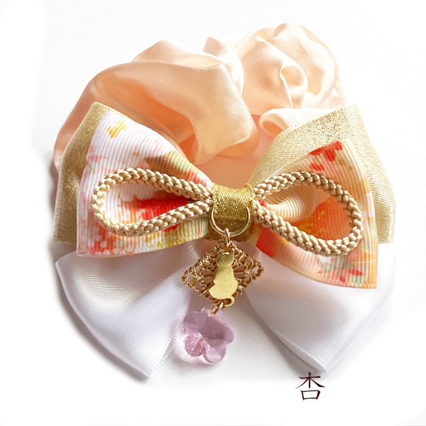 猫 ヘアアクセサリー 花かけら 和風 リボン シュシュ Cat's Love Potion