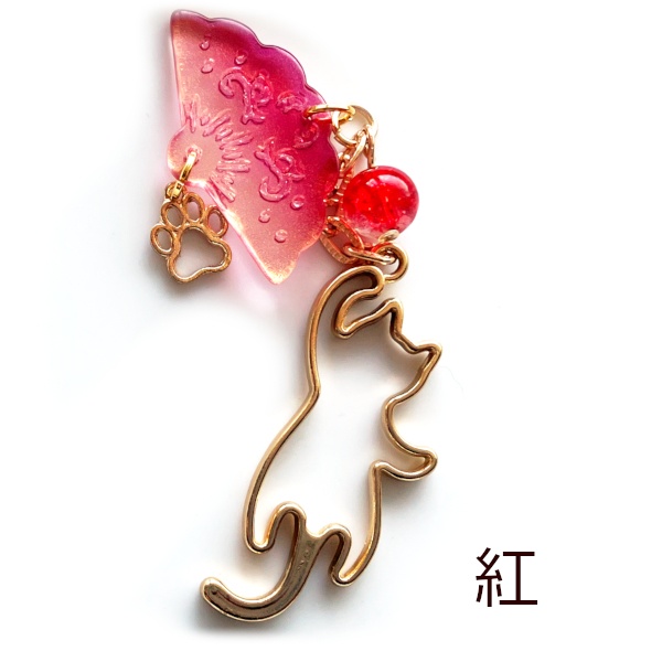 猫 ストラップ からふる 扇子 じゃれるにゃん イヤホンジャック チャーム Cat's Love Potion