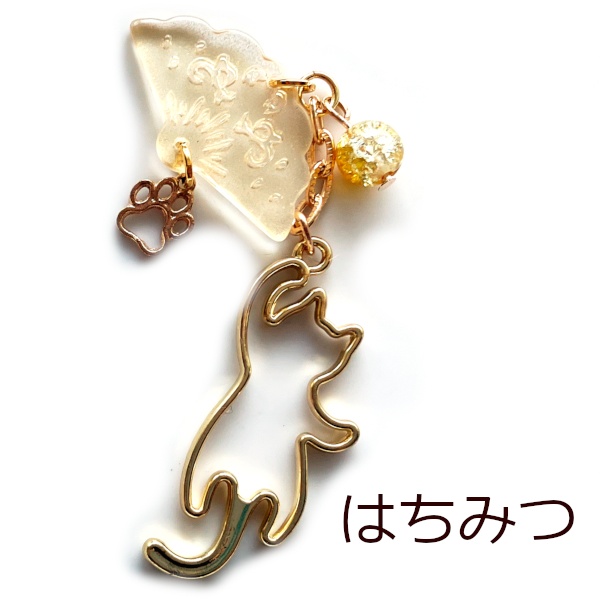 猫 ストラップ からふる 扇子 じゃれるにゃん イヤホンジャック チャーム Cat's Love Potion