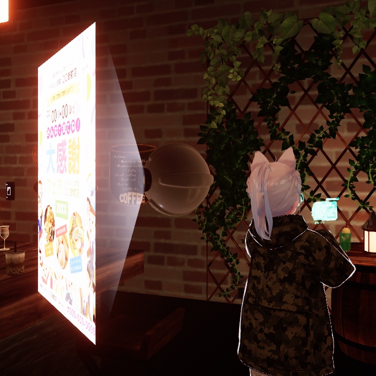 【VRChat想定】浮遊型サイネージ(最大4枚掲示物表示)