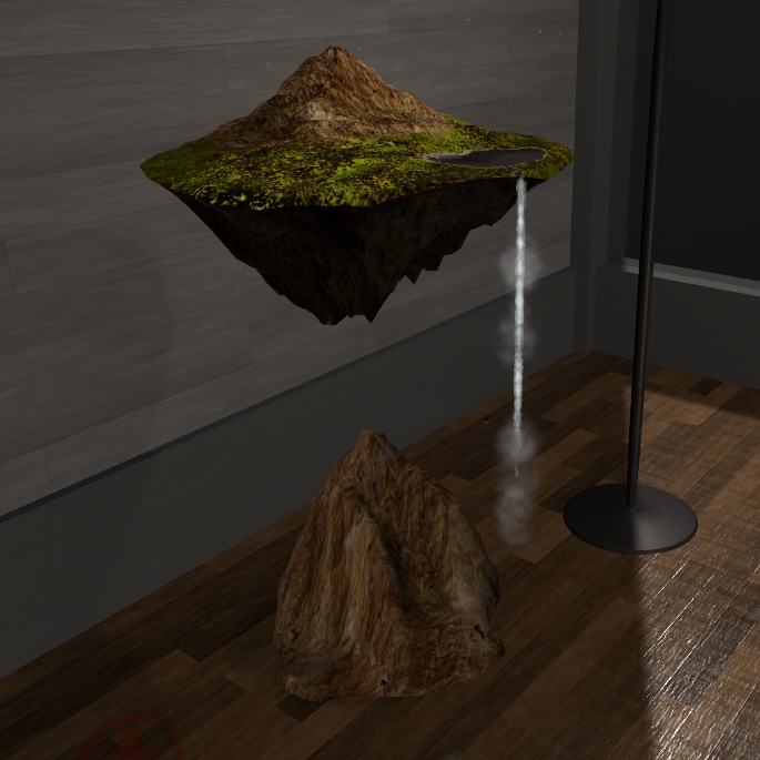 【VRChat想定】浮遊島(ペット用・インテリア用2種セット)オブジェクト