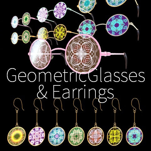 【VRC想定】幾何学模様メガネ&イヤリング AudioLink対応