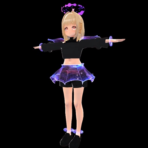 【VRC想定】ギャラクシーダンスセット(スカート・肩パーツ・天使の輪・ブレスレット・トレイルエフェクト)