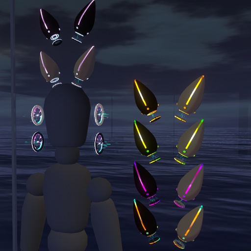 【VRC想定】サイバーうさ耳(全10種セット)Cyber Usamimi