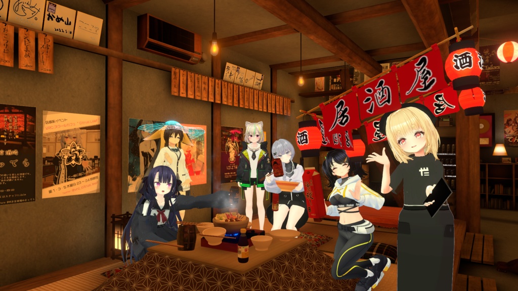 無料【VRC想定】のれん&提灯天使の輪