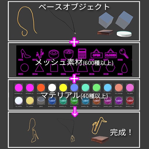 【VRC想定】アクセサリーキット(素材数600以上!)