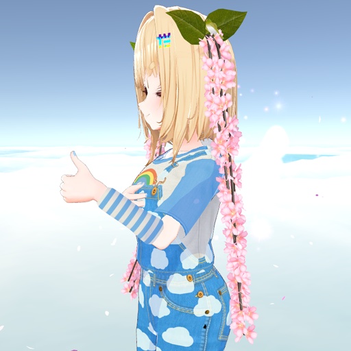 【VRC想定】しだれ桜ツインテール(パーティクル&ウグイスギミック付き)