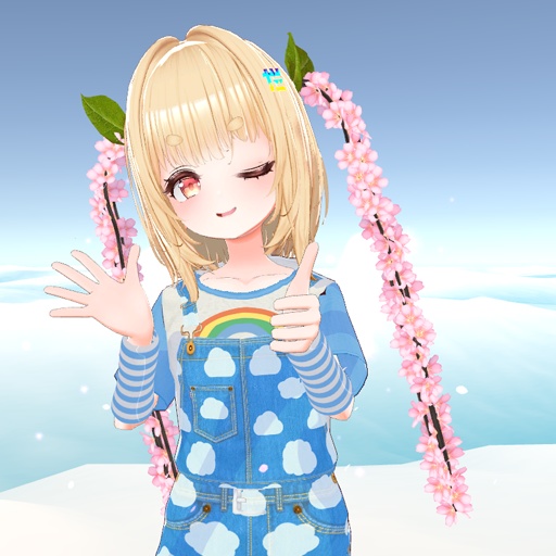 【VRC想定】しだれ桜ツインテール(パーティクル&ウグイスギミック付き)