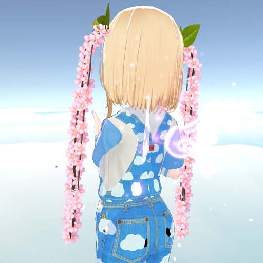 【VRC想定】しだれ桜ツインテール(パーティクル&ウグイスギミック付き)