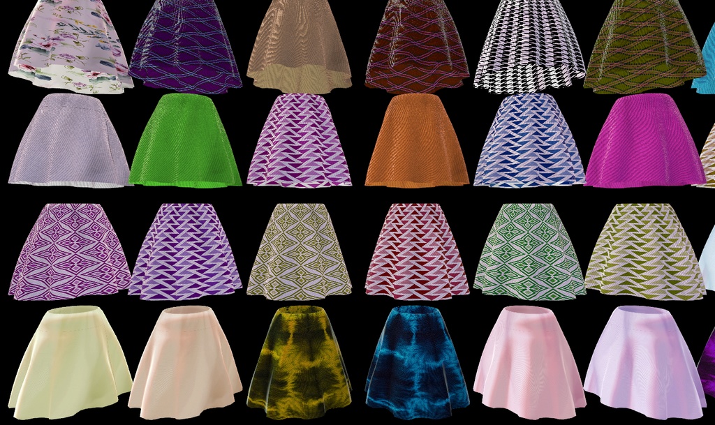 【VRC想定-AAF対応】フレアスカート(マテリアル77種)