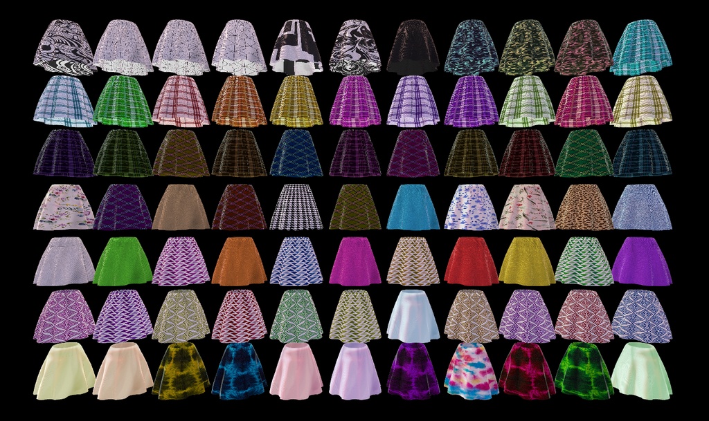 【VRC想定-AAF対応】フレアスカート(マテリアル77種)