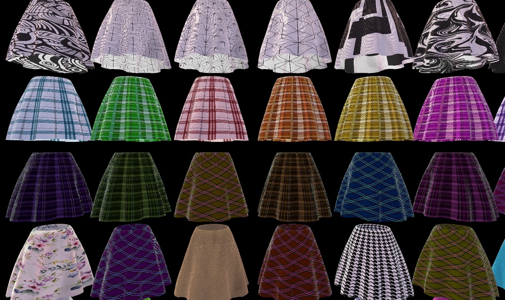 【VRC想定-AAF対応】フレアスカート(マテリアル77種)