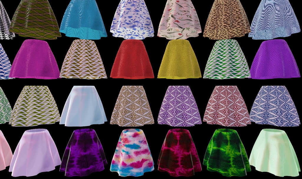 【VRC想定-AAF対応】フレアスカート(マテリアル77種)