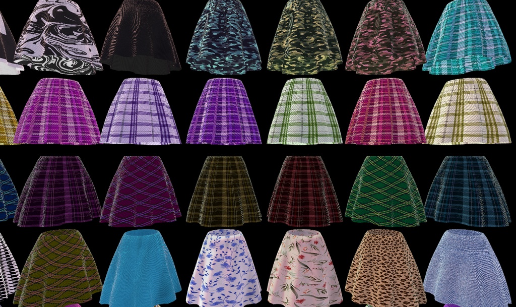 【VRC想定-AAF対応】フレアスカート(マテリアル77種)