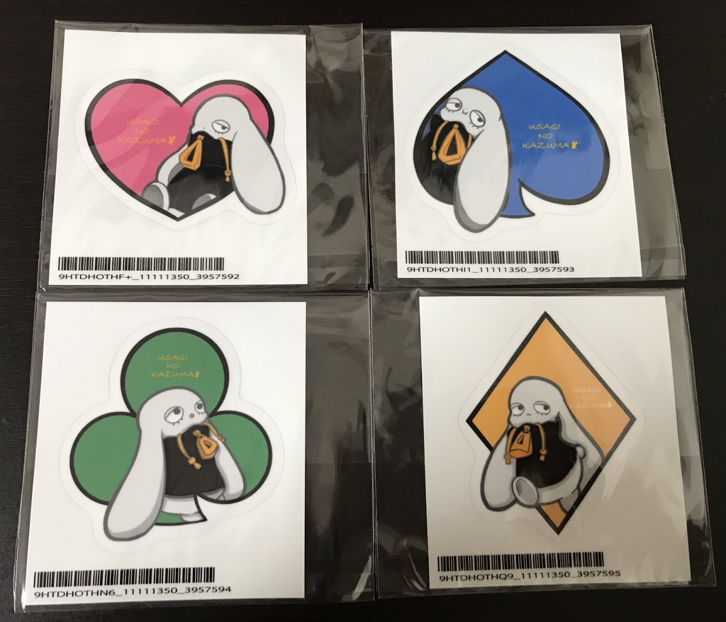 うさぎのかずまステッカー トランプ柄