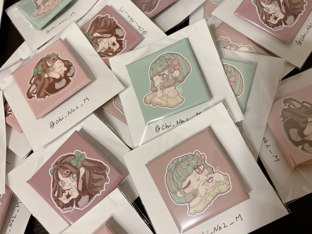 スクエア缶バッジ (Valentine、ワタリゴト、ユニアちゃん)