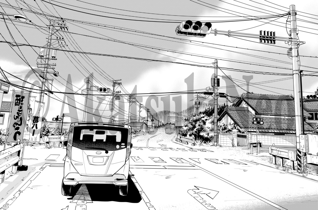【ダウンロード】信号付近:街中〜田舎 背景集3点セットNear the traffic light: City ~ Countryside Background collection 3-piece set【download】