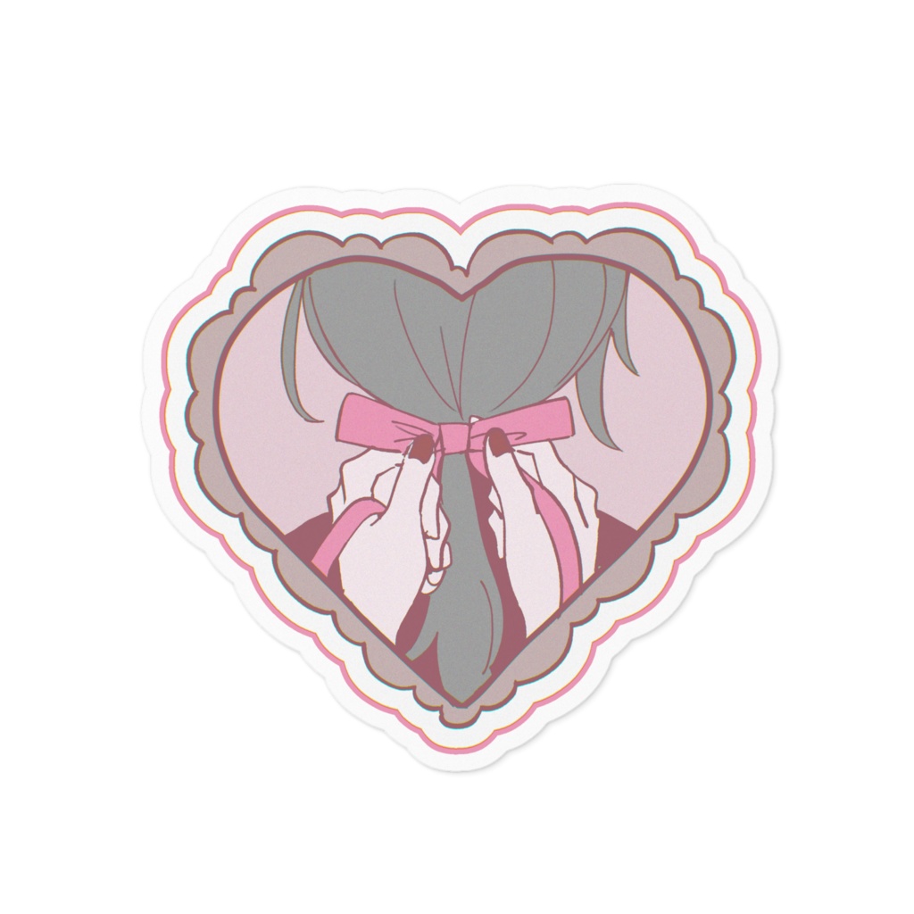 ♥BOOTH限定♥般若さに/ピンクのリボンステッカー