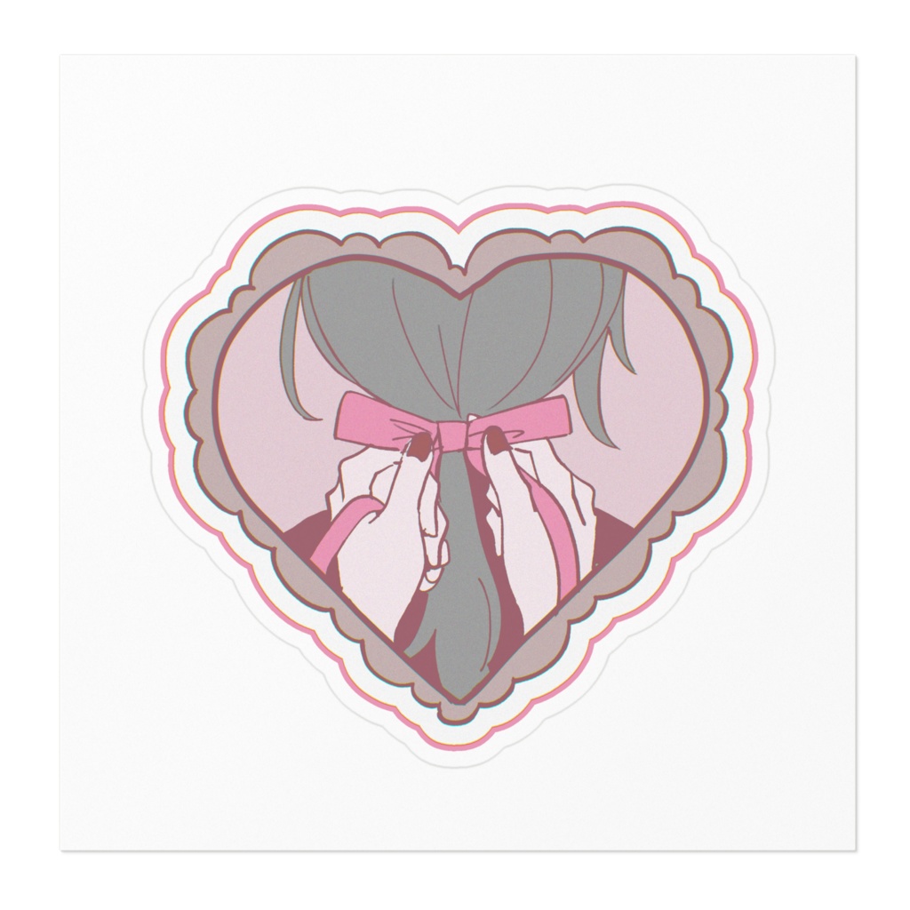 ♥BOOTH限定♥般若さに/ピンクのリボンステッカー
