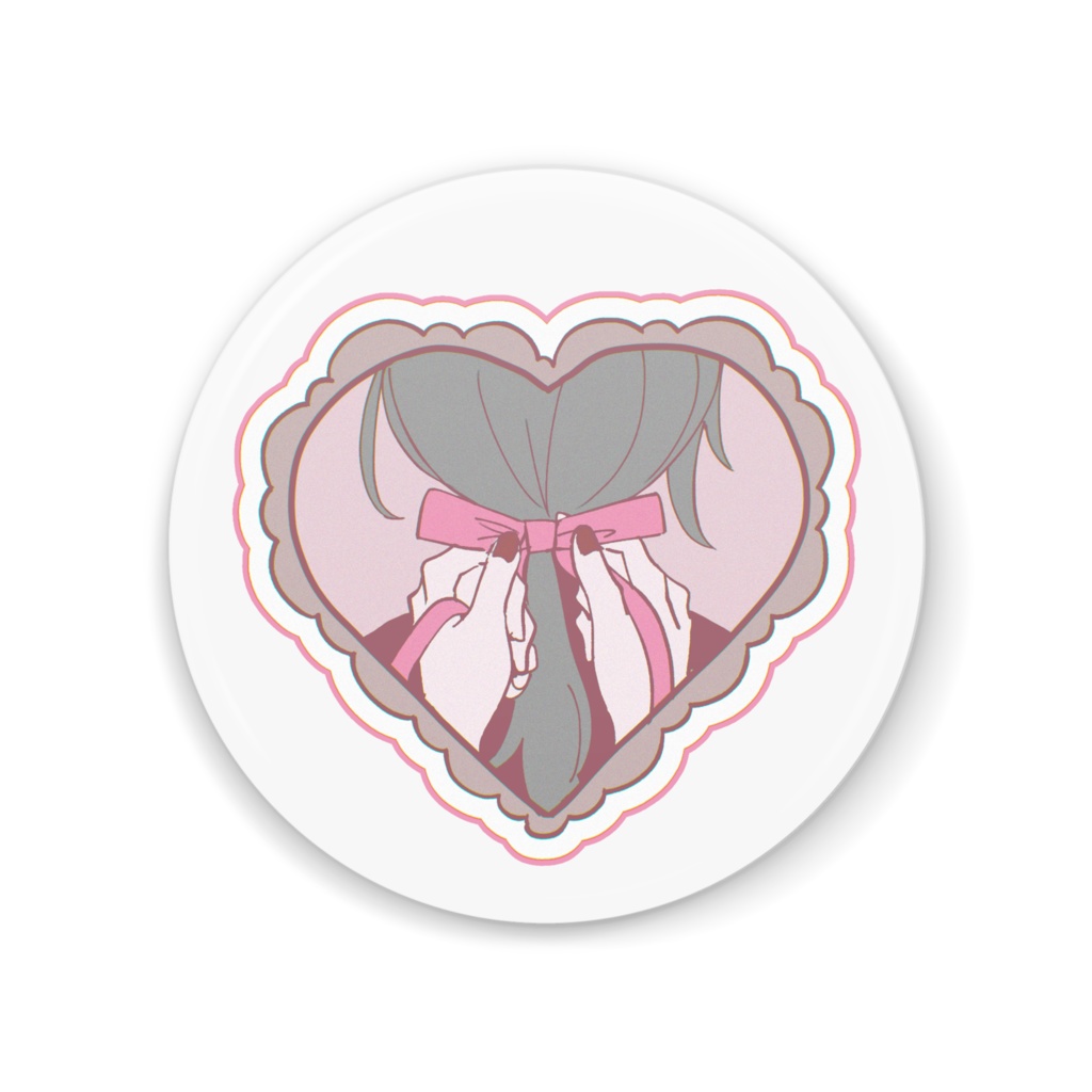 ♥BOOTH限定♥般若さに/ピンクのリボン缶ミラー