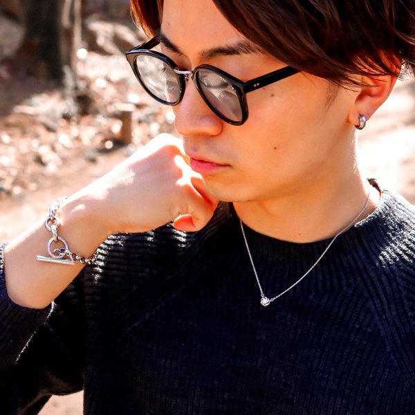 ハワイアンジュエリー ネックレス フラワー 花 1粒 石 スクロール 波 ステンレス gns8195