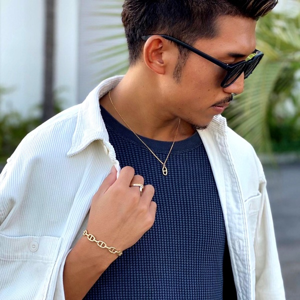 ハワイアンジュエリー ネックレス マリン クラシカル スクロール 波 ステンレス gps81254