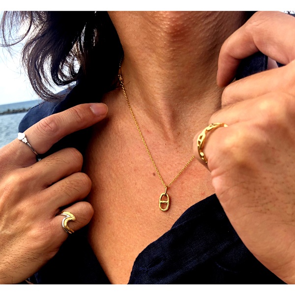 ハワイアンジュエリー ネックレス マリン クラシカル スクロール 波 ステンレス gps81254