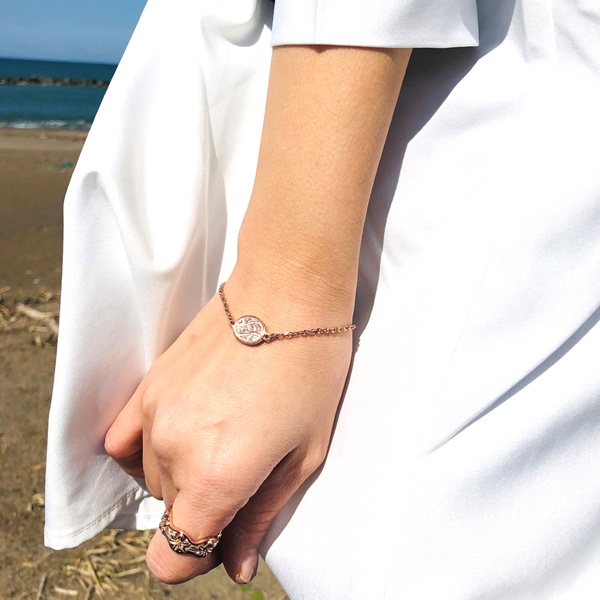 ハワイアンジュエリー ブレスレット コイン スクロール 波 ステンレス gbs8197