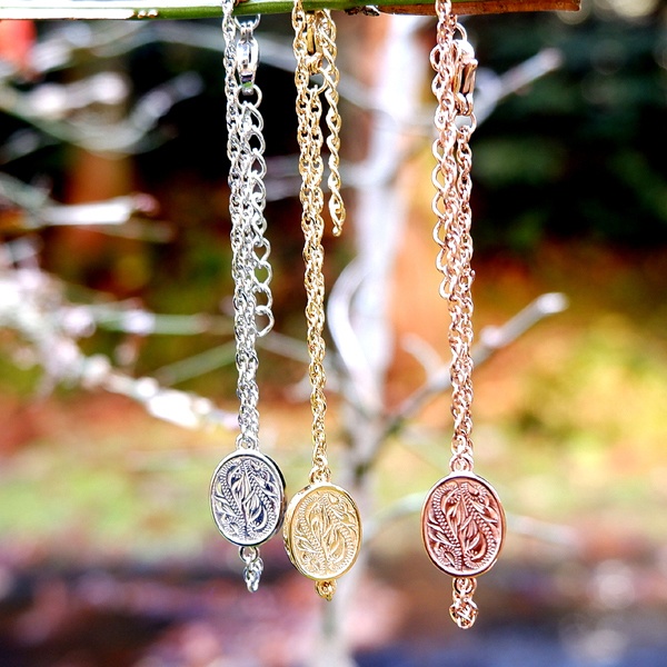 ハワイアンジュエリー ブレスレット コイン スクロール 波 ステンレス gbs8197