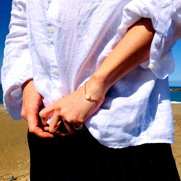 ハワイアンジュエリー ブレスレット コイン スクロール 波 ステンレス gbs8197