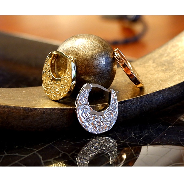 ハワイアンジュエリー ピアス 片耳用 クラシカル プルメリア ステンレス 金属アレルギー対応   ges8258