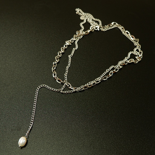 ボヘミアンリゾート 2連 ネックレス パール ステンレス 金属アレルギー mnk02対応 インスタ