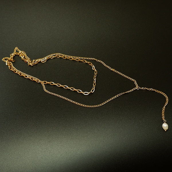 ボヘミアンリゾート 2連 ネックレス パール ステンレス 金属アレルギー mnk02対応 インスタ