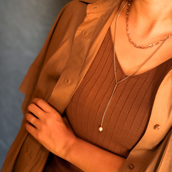 ボヘミアンリゾート 2連 ネックレス パール ステンレス 金属アレルギー mnk02対応 インスタ