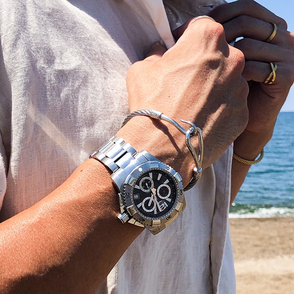 ハワイアンジュエリー バングル フィッシュフック 針 金属アレルギー対応 サージカル ステンレス gbg8174