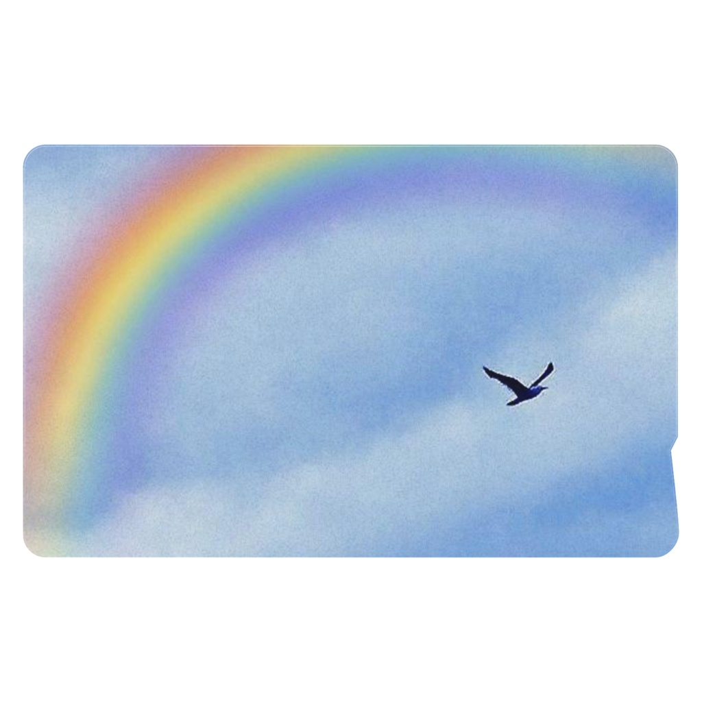 ICカードステッカー 鳥と虹