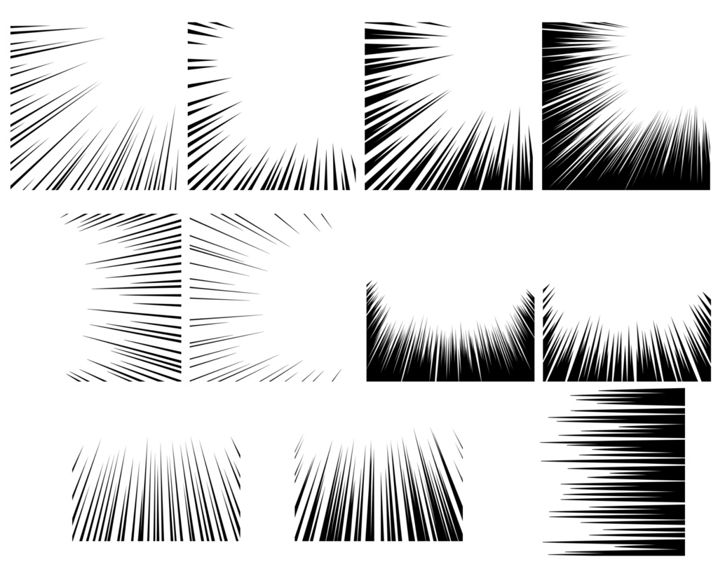 【商用利用可能】黒色集中線107枚セット