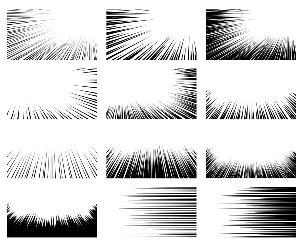 【商用利用可能】黒色集中線107枚セット
