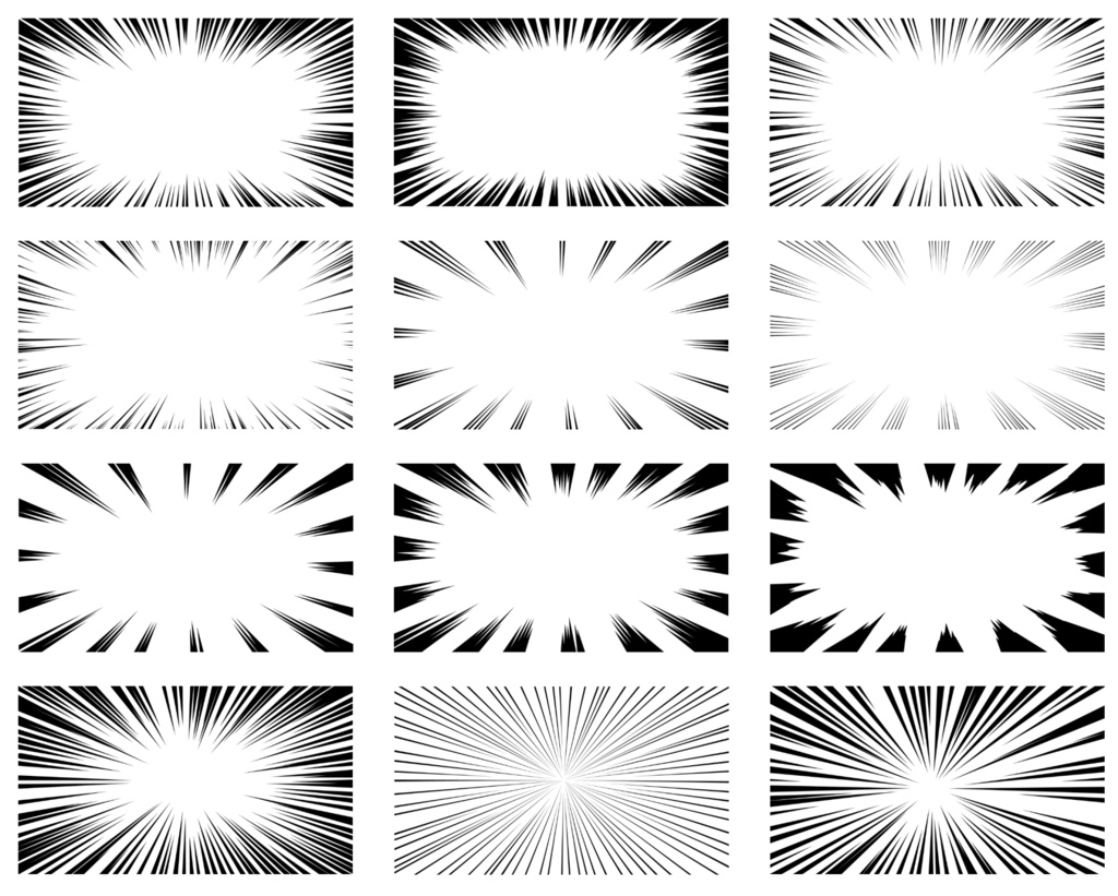 【商用利用可能】黒色集中線107枚セット