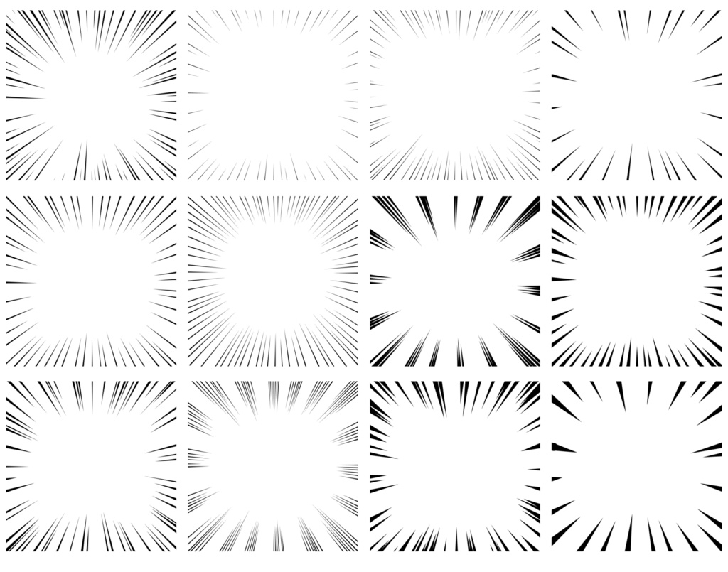 【商用利用可能】黒色集中線107枚セット
