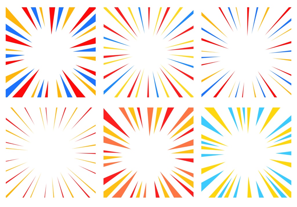 【商用利用可能】カラフル集中線25セット