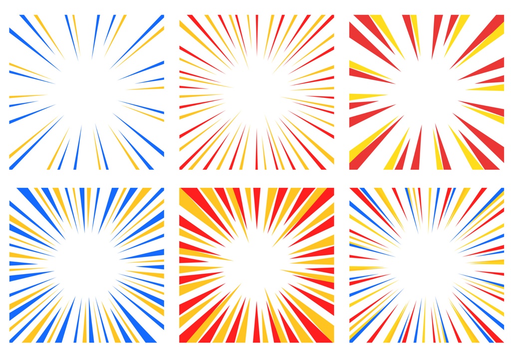 【商用利用可能】カラフル集中線25セット