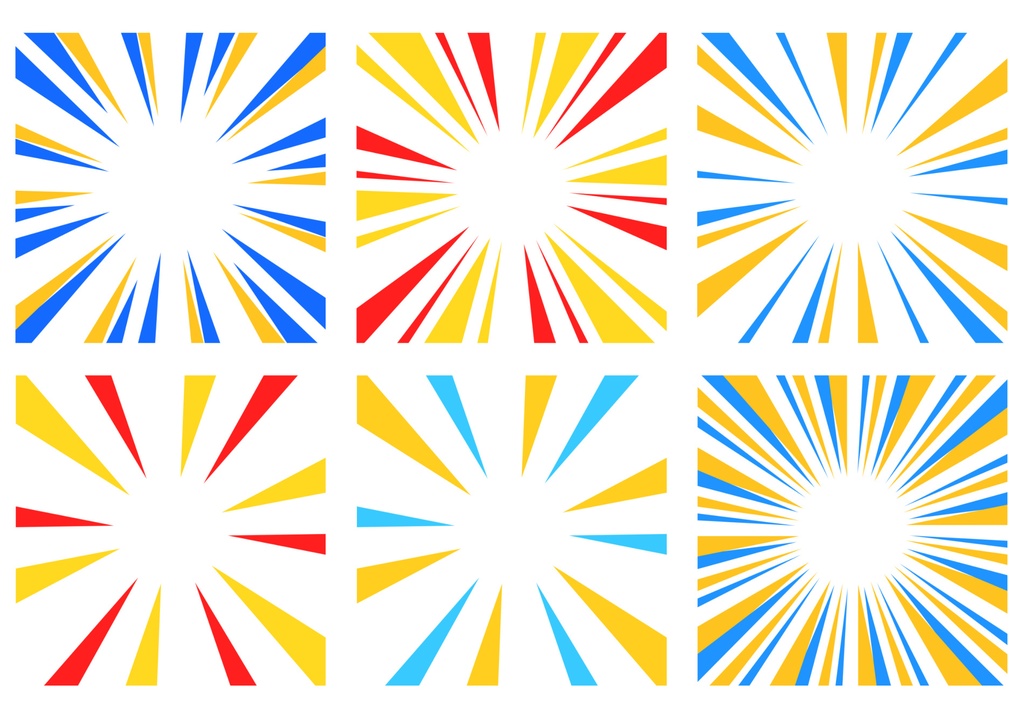 【商用利用可能】カラフル集中線25セット