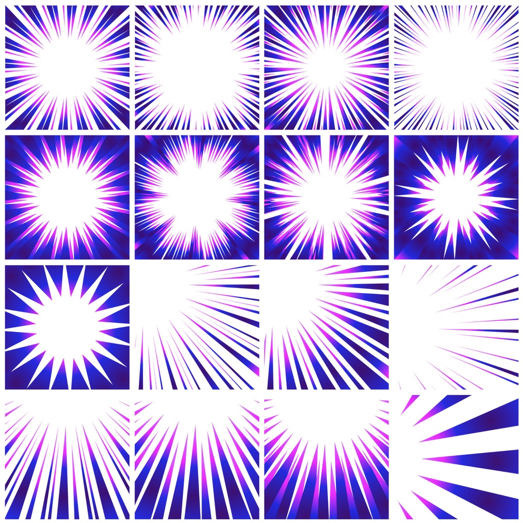 【商用利用可能】グラデーション集中線vol.1 赤・紫 120個セット