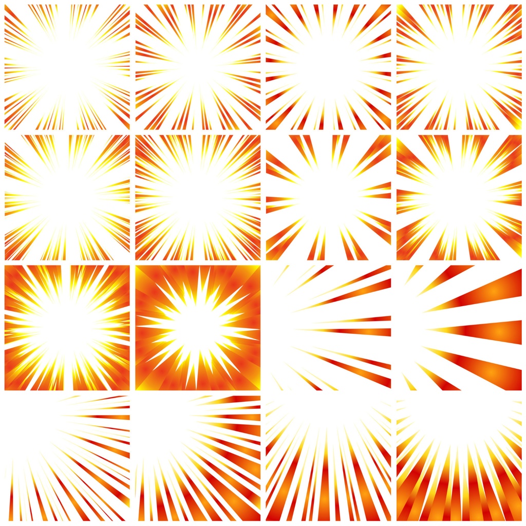 【商用利用可能】グラデーション集中線vol.1 赤・紫 120個セット